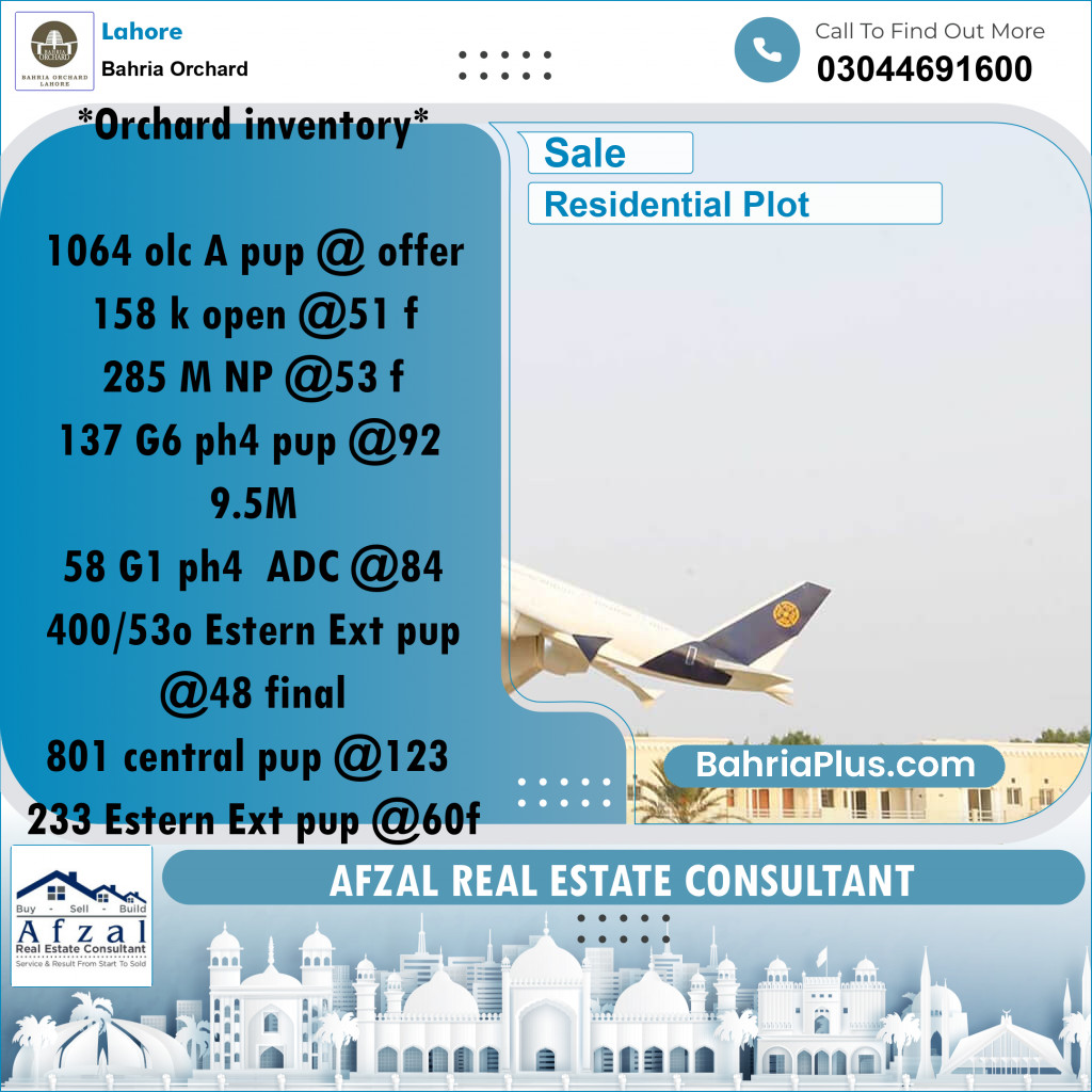 Residential Plot for Sale in Bahria Orchard, Lahore - (BP-272455)