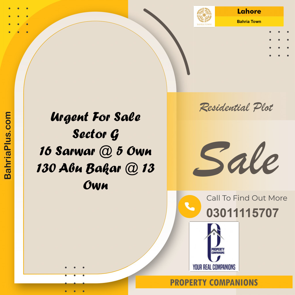 Residential Plot for Sale in Bahria Town, Lahore - (BP-272474)