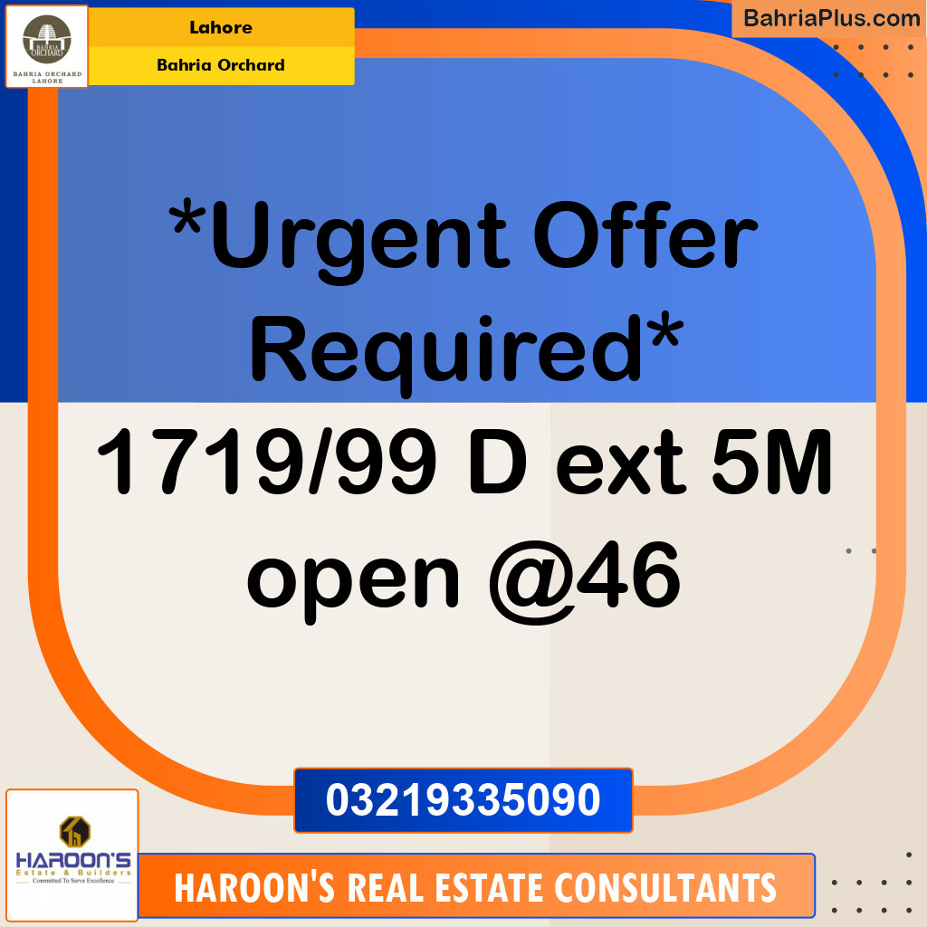 Residential Plot for Sale in Bahria Orchard, Lahore - (BP-272480)