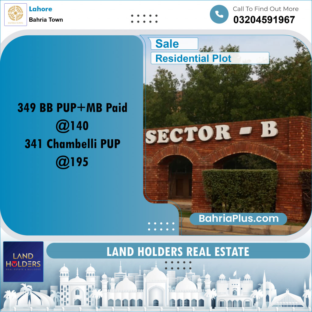 Residential Plot for Sale in Bahria Town, Lahore - (BP-272494)
