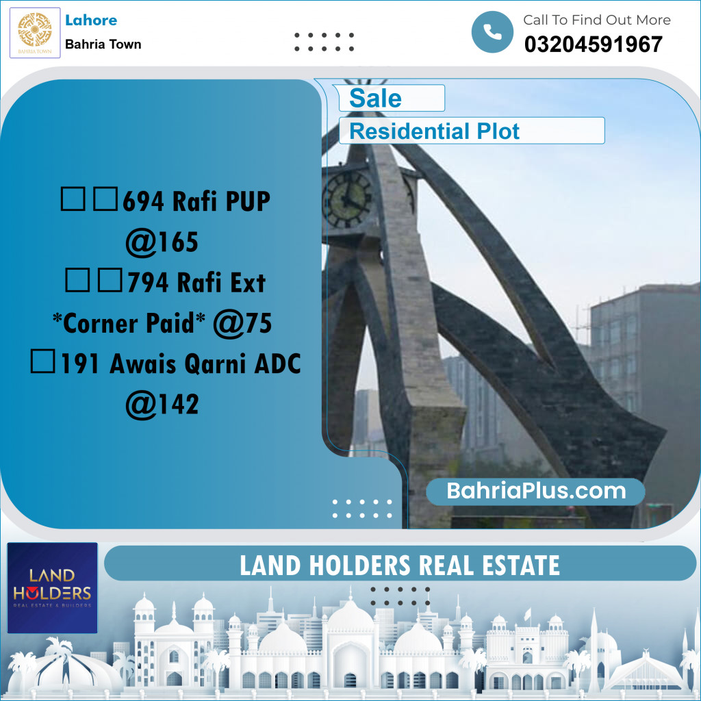 Residential Plot for Sale in Bahria Town, Lahore - (BP-272497)