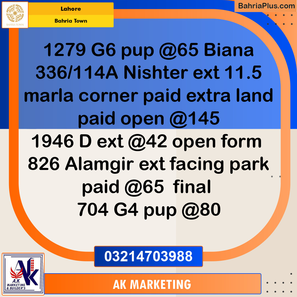 Residential Plot for Sale in Bahria Town, Lahore - (BP-272500)