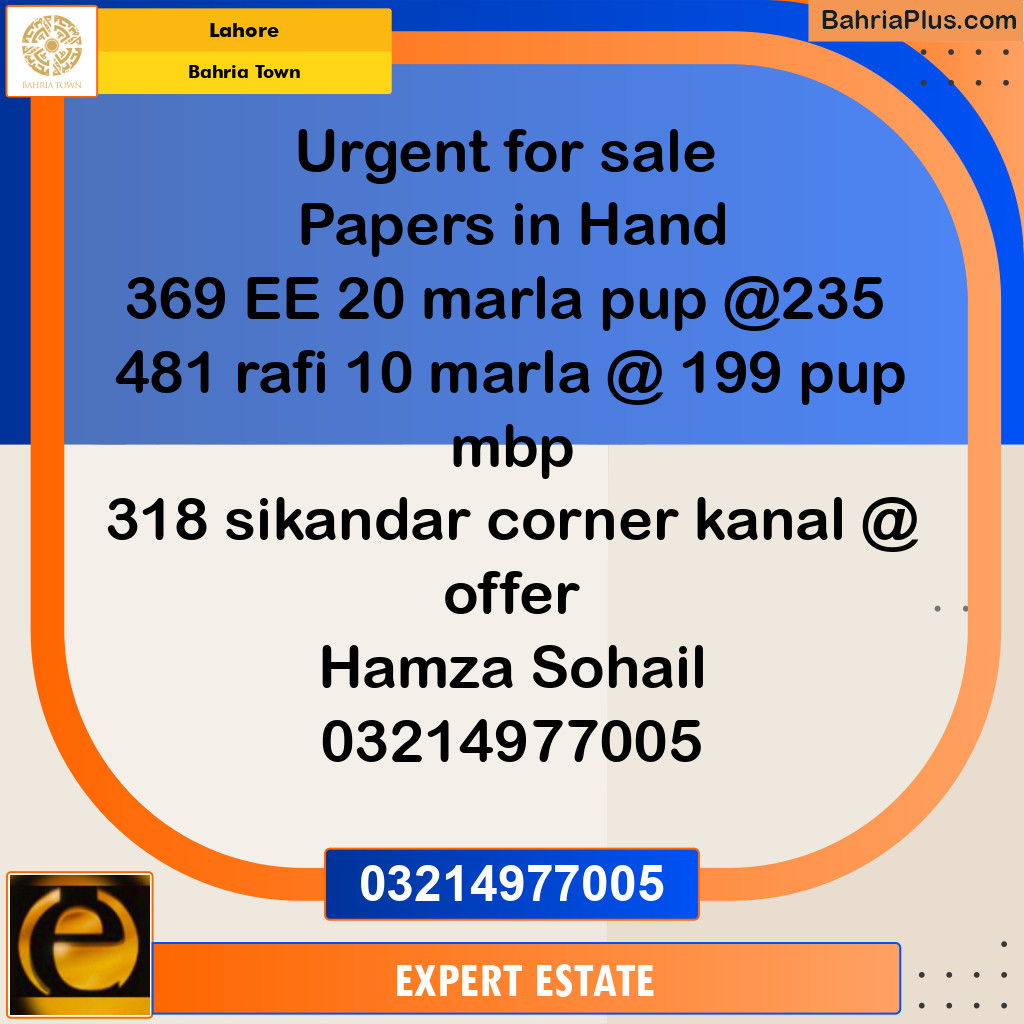 Residential Plot for Sale in Bahria Town, Lahore - (BP-272523)