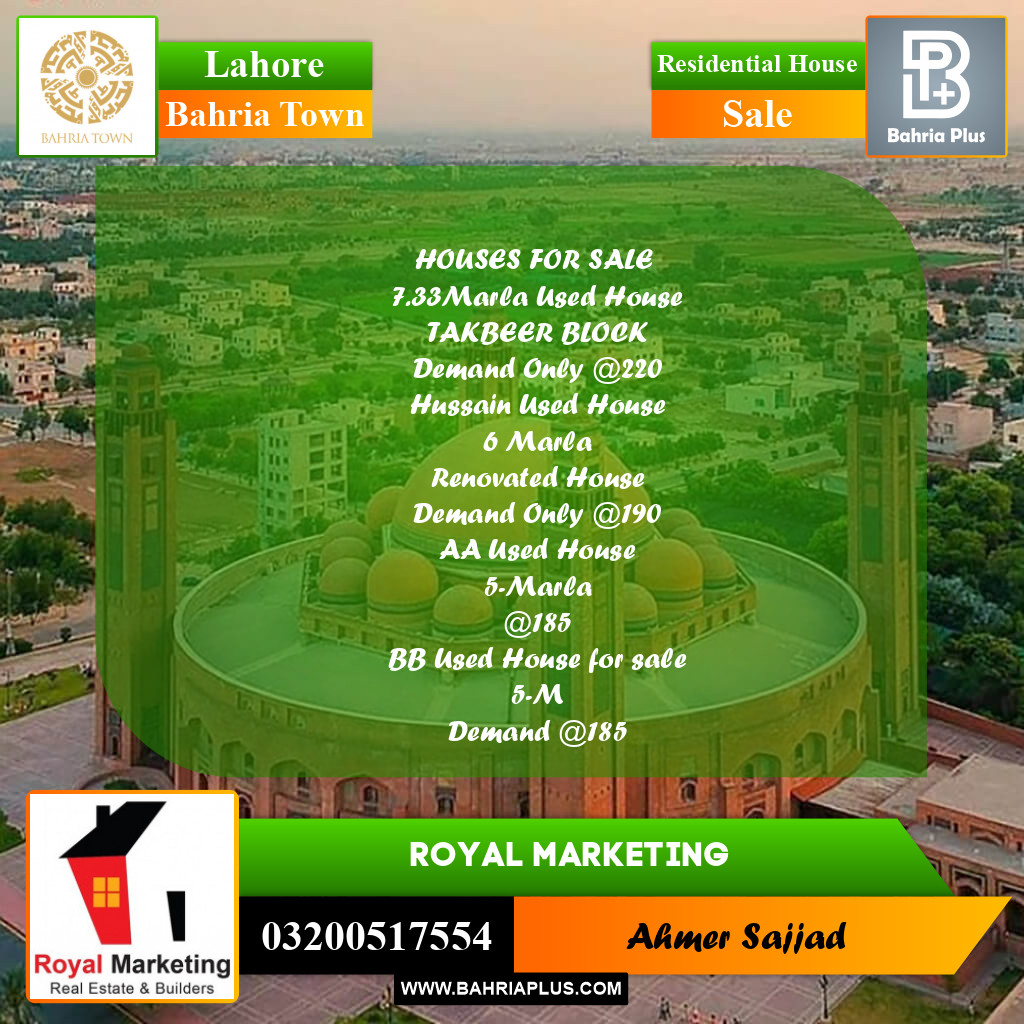 Residential House for Sale in Bahria Town, Lahore - (BP-272531)