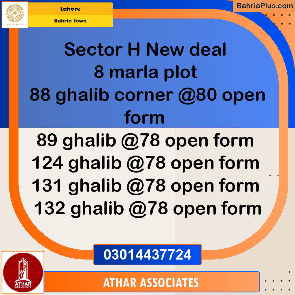 8 Marla Residential Plot for Sale in Bahria Town, Lahore - (BP-272581)