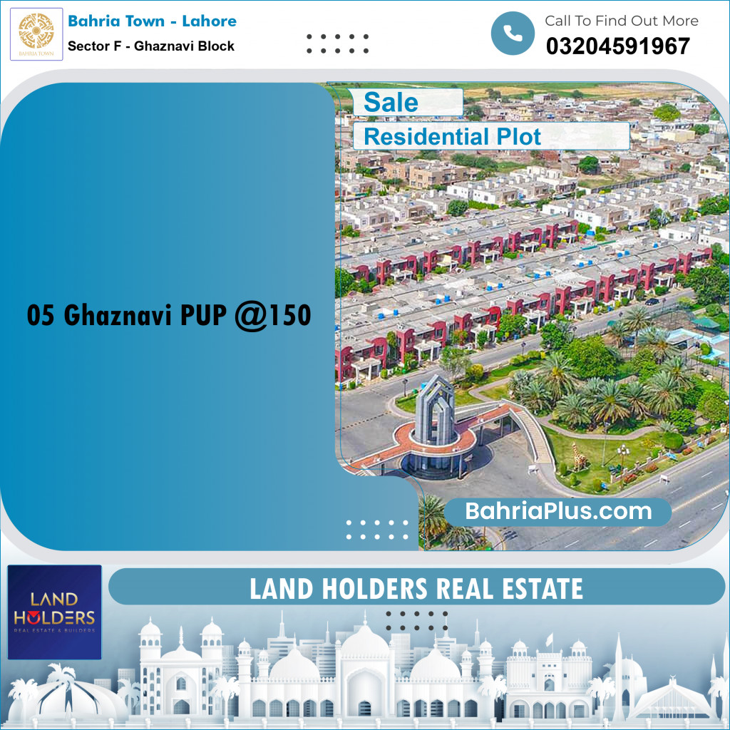 10 Marla Residential Plot for Sale in Sector F - Ghaznavi Block -  Bahria Town, Lahore - (BP-272611)