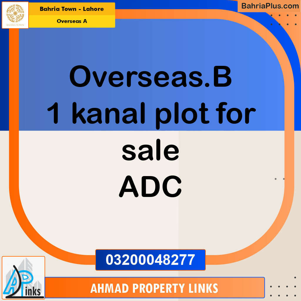 1 Kanal Residential Plot for Sale in Overseas A -  Bahria Town, Lahore - (BP-272616)
