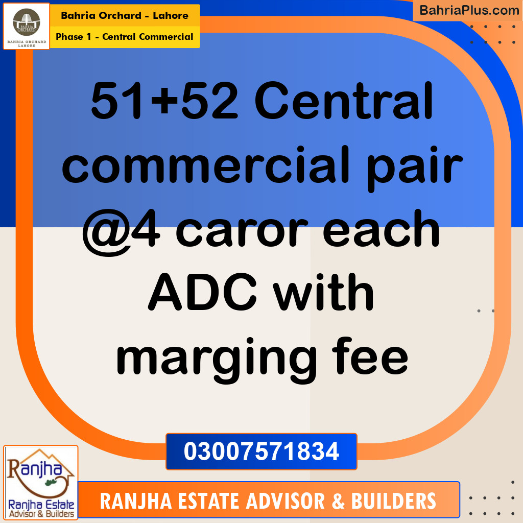 5 Marla Commercial Plot for Sale in Phase 1 - Central Commercial -  Bahria Orchard, Lahore - (BP-272674)