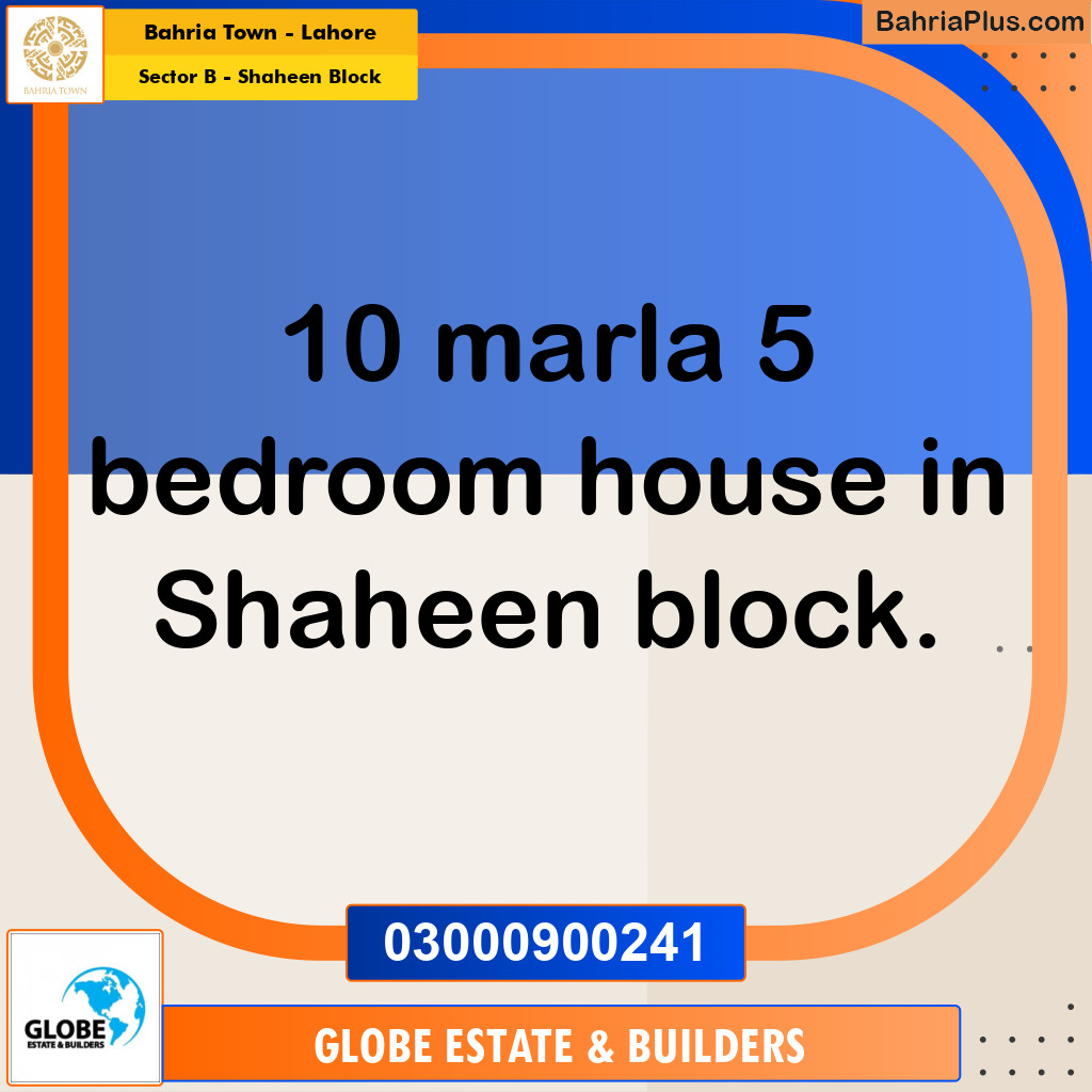 10 Marla Residential House for Sale in Sector B - Shaheen Block -  Bahria Town, Lahore - (BP-272689)
