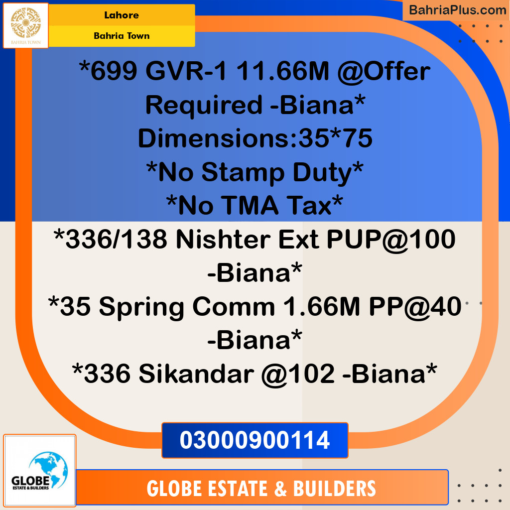 Residential Plot for Sale in Bahria Town, Lahore - (BP-272694)