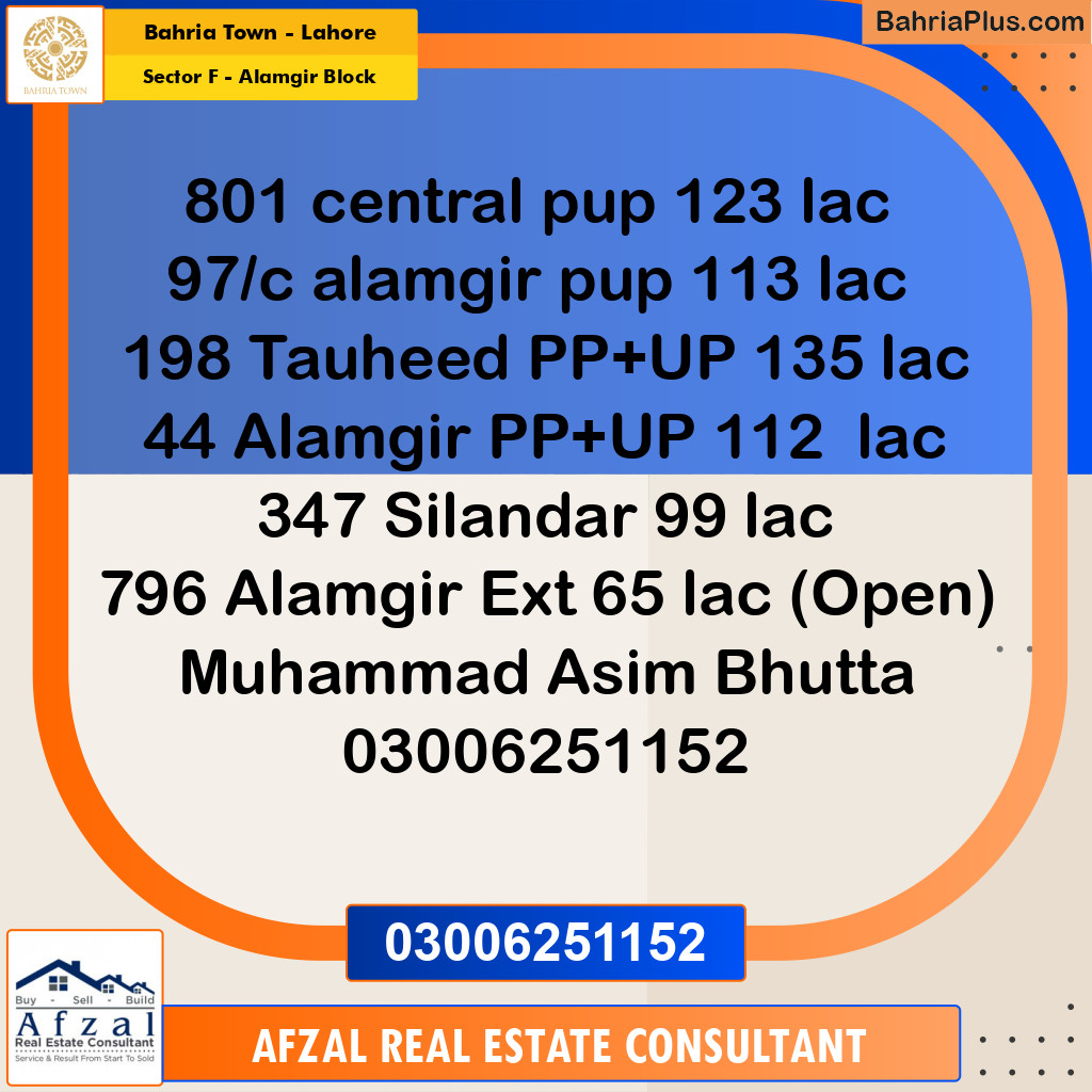 10 Marla Residential Plot for Sale in Sector F - Alamgir Block -  Bahria Town, Lahore - (BP-272696)