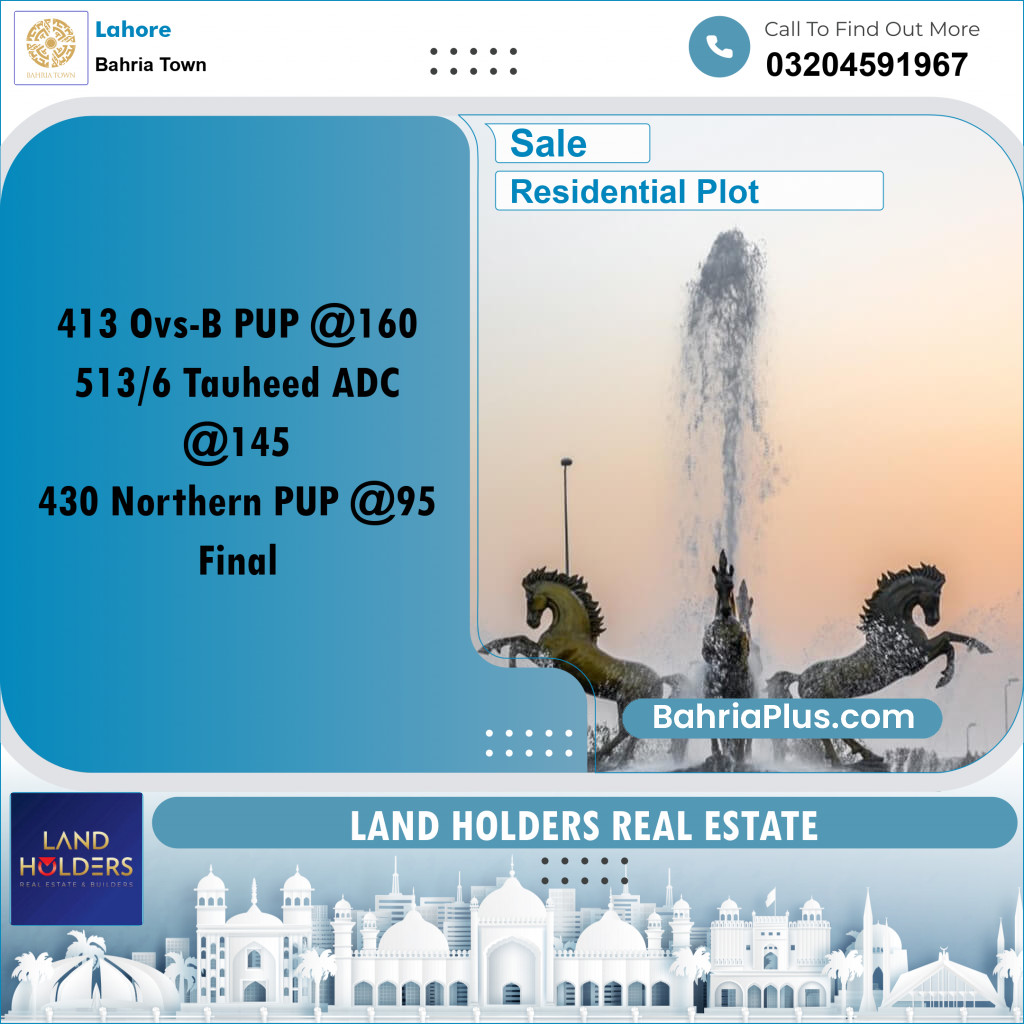 Residential Plot for Sale in Bahria Town, Lahore - (BP-272704)