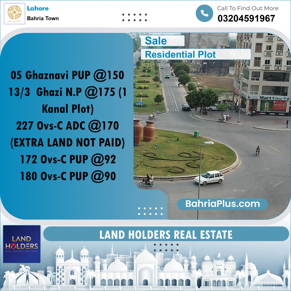 Residential Plot for Sale in Bahria Town, Lahore - (BP-272765)