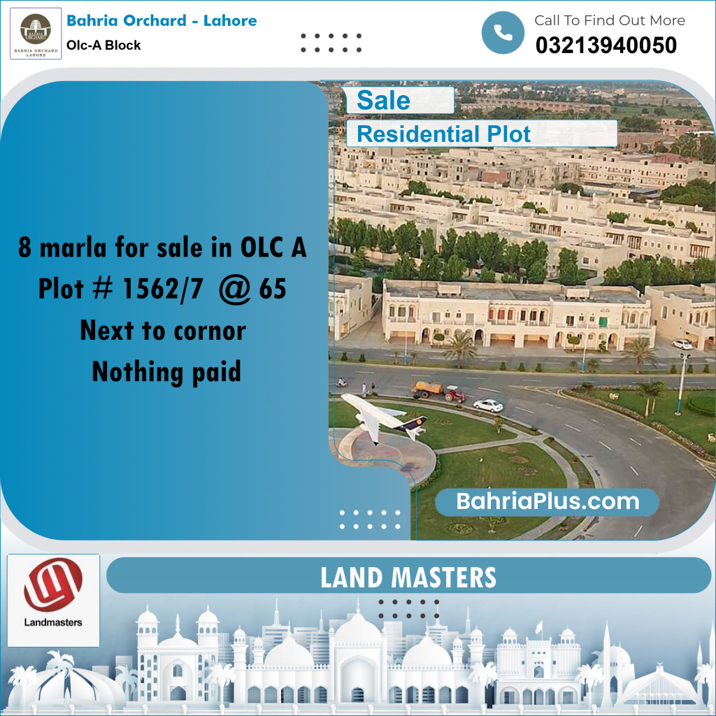 8 Marla Residential Plot for Sale in OLC-A Block -  Bahria Orchard, Lahore - (BP-272775)