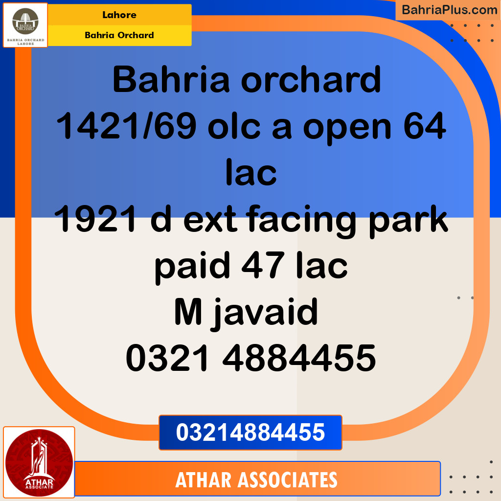 Residential Plot for Sale in Bahria Orchard, Lahore - (BP-272792)