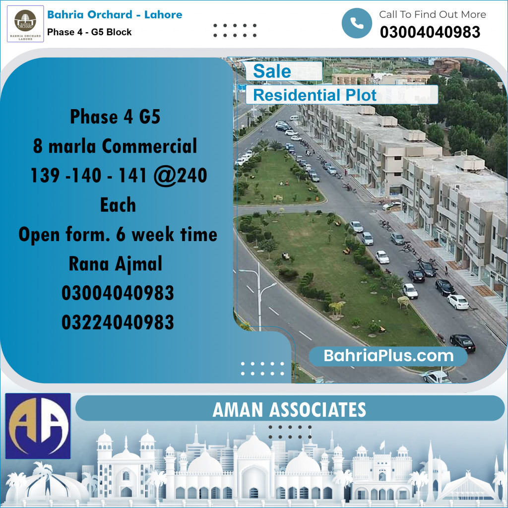 Residential Plot for Sale in Phase 4 - G5 Block -  Bahria Orchard, Lahore - (BP-272800)