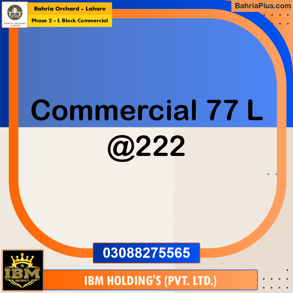 5 Marla Commercial Plot for Sale in Phase 2 - L Block Commercial -  Bahria Orchard, Lahore - (BP-272813)