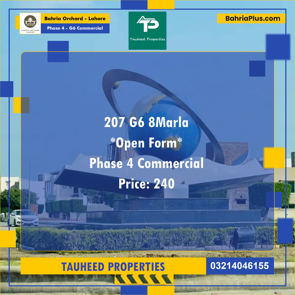 8 Marla Commercial Plot for Sale in Phase 4 - G6 Commercial -  Bahria Orchard, Lahore - (BP-272814)
