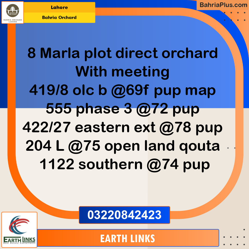 Residential Plot for Sale in Bahria Orchard, Lahore - (BP-272825)