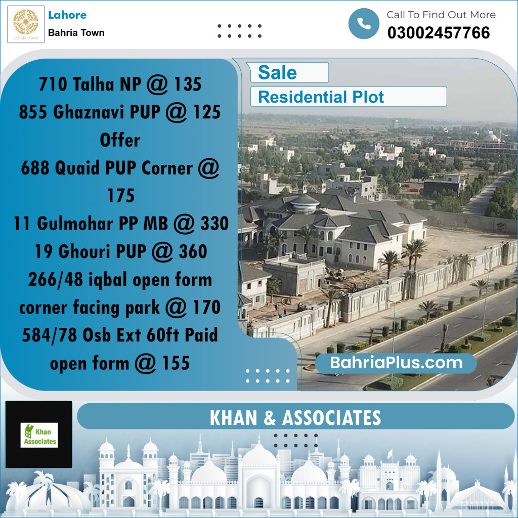 Residential Plot for Sale in Bahria Town, Lahore - (BP-272836)