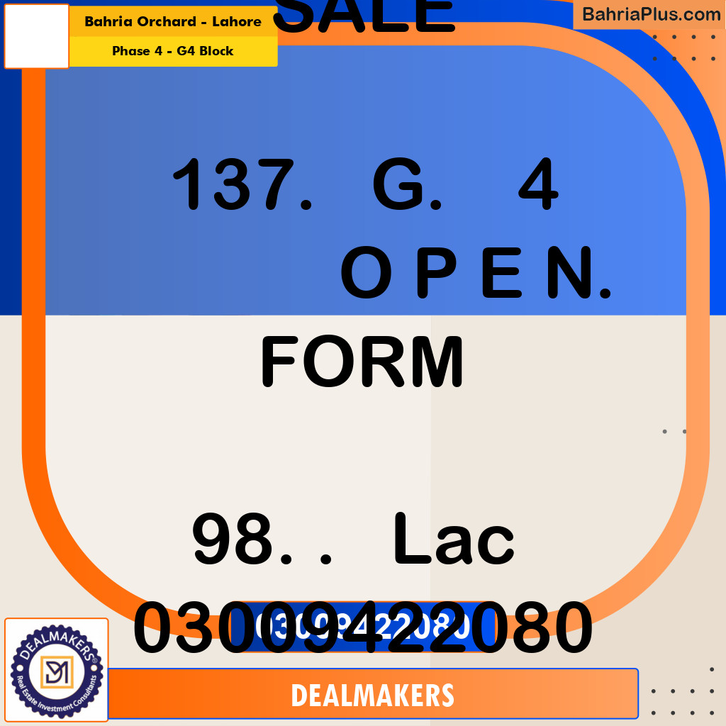 10 Marla Residential Plot for Sale in Phase 4 - G4 Block -  Bahria Orchard, Lahore - (BP-272839)