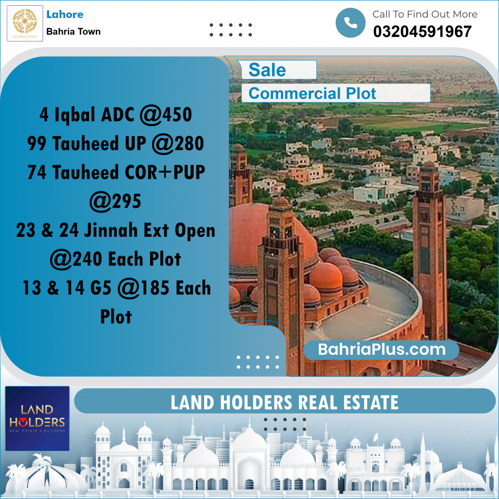 Commercial Plot for Sale in Bahria Town, Lahore - (BP-272852)