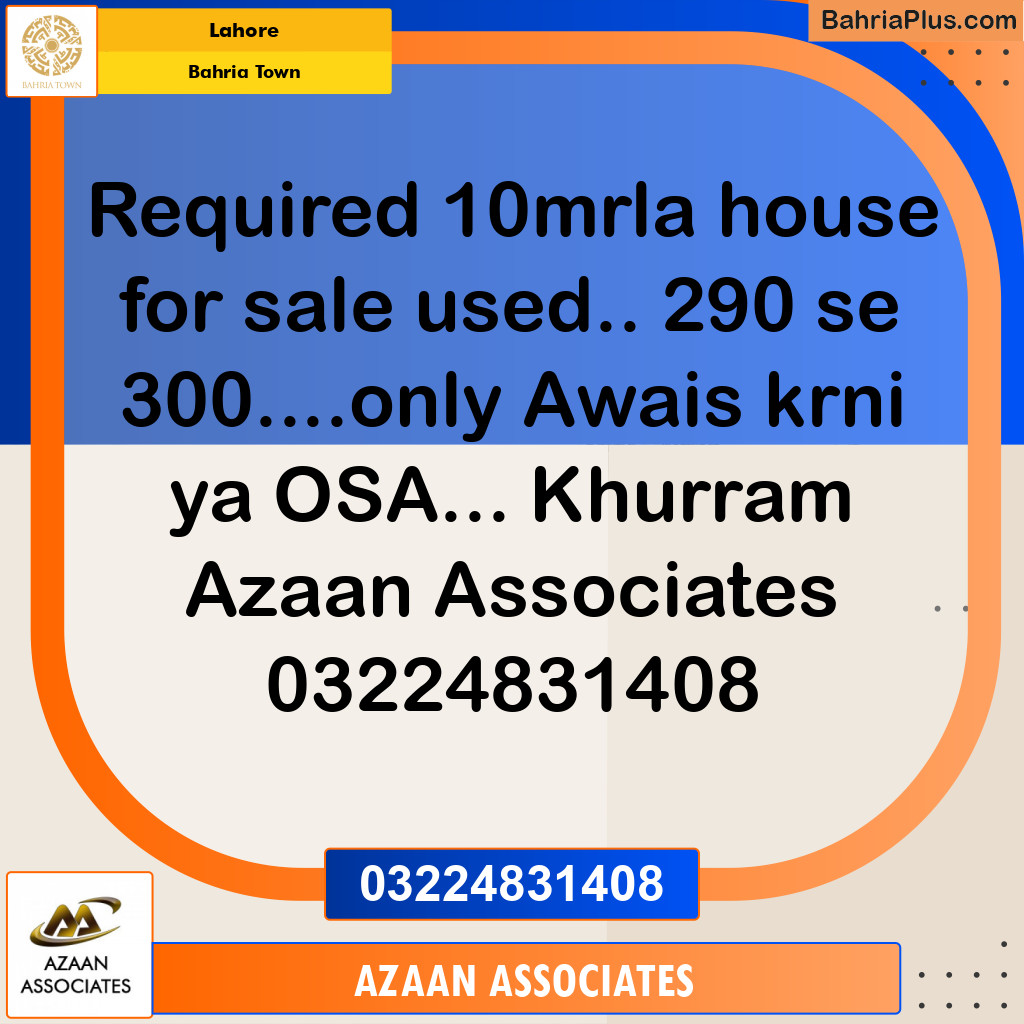 Residential House for Sale in Bahria Town, Lahore - (BP-272879)