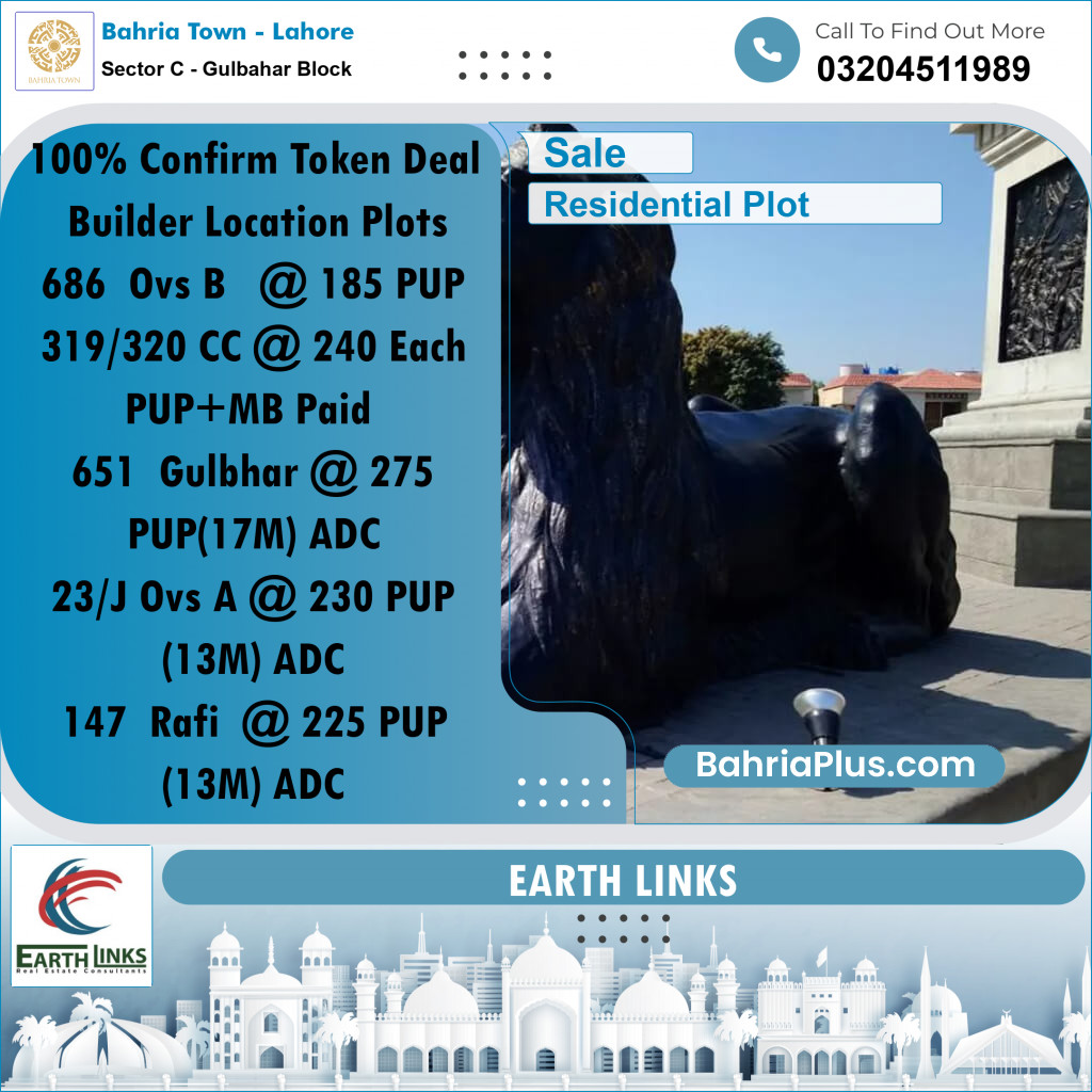 17 Marla Residential Plot for Sale in Sector C - Gulbahar Block -  Bahria Town, Lahore - (BP-272885)
