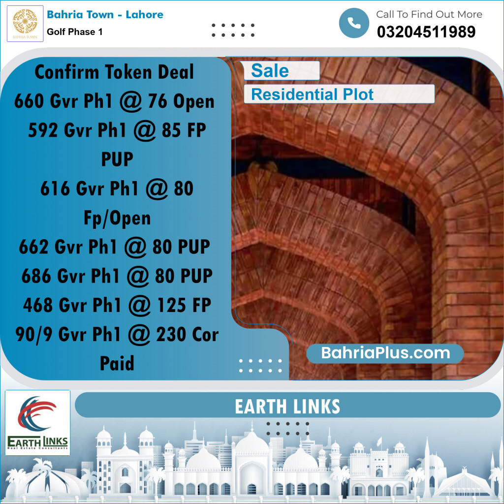 5 Marla Residential Plot for Sale in Golf Phase 1 -  Bahria Town, Lahore - (BP-272887)