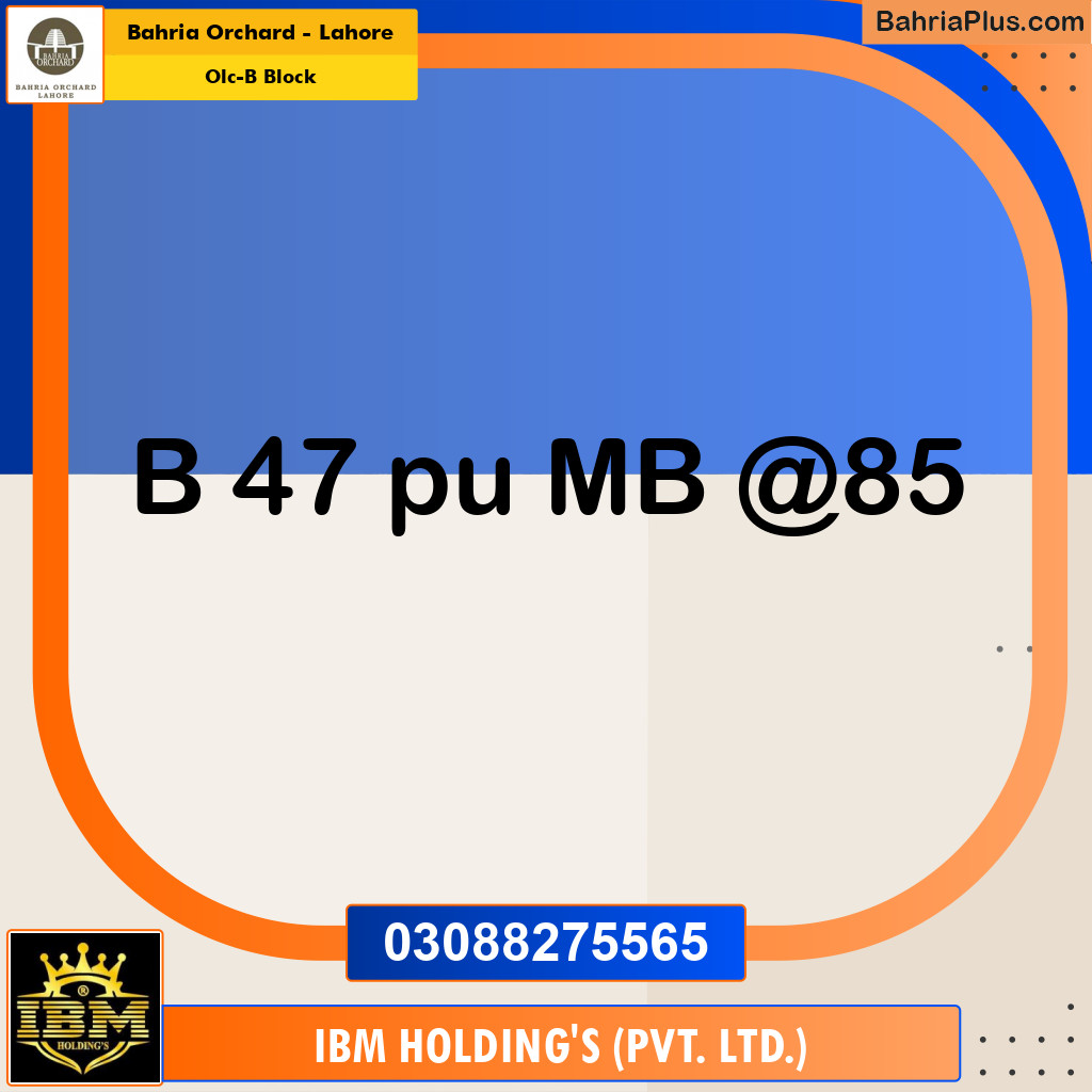 8 Marla Residential Plot for Sale in OLC-B Block -  Bahria Orchard, Lahore - (BP-272959)