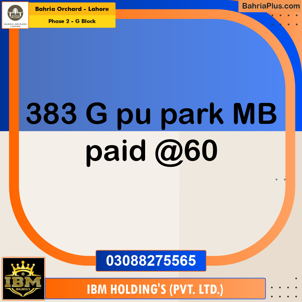 5 Marla Residential Plot for Sale in Phase 2 - G Block -  Bahria Orchard, Lahore - (BP-272966)