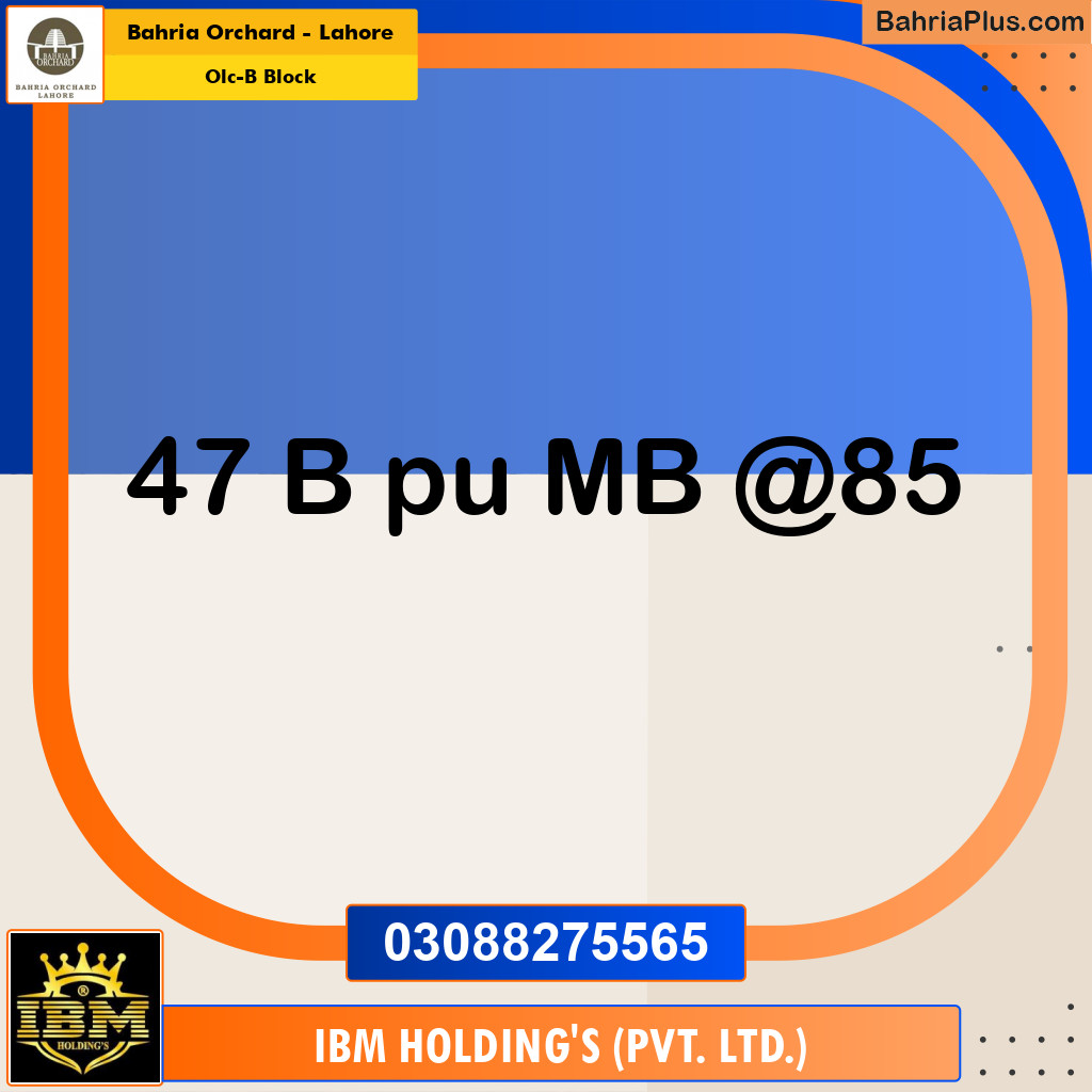 8 Marla Residential Plot for Sale in OLC-B Block -  Bahria Orchard, Lahore - (BP-273009)