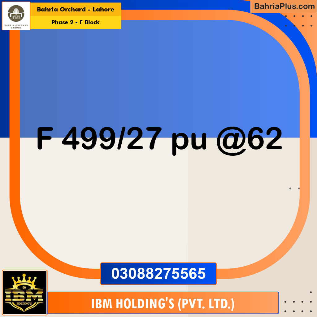 8 Marla Residential Plot for Sale in Phase 2 - F Block -  Bahria Orchard, Lahore - (BP-273014)
