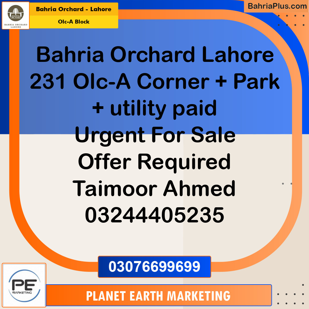 5 Marla Residential Plot for Sale in OLC-A Block -  Bahria Orchard, Lahore - (BP-273053)