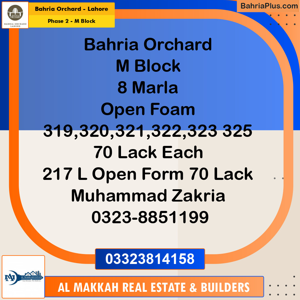 8 Marla Residential Plot for Sale in Phase 2 - M Block -  Bahria Orchard, Lahore - (BP-273066)