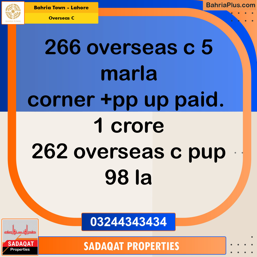 5 Marla Residential Plot for Sale in Overseas C -  Bahria Town, Lahore - (BP-273069)