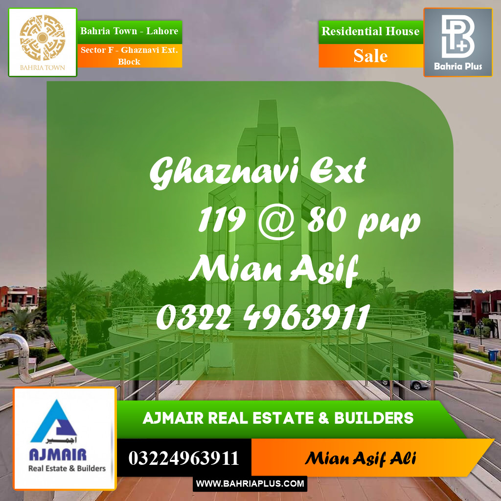 Residential House for Sale in Sector F - Ghaznavi Ext. Block -  Bahria Town, Lahore - (BP-273093)