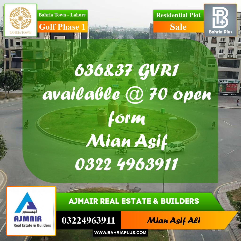 Residential Plot for Sale in Golf Phase 1 -  Bahria Town, Lahore - (BP-273094)