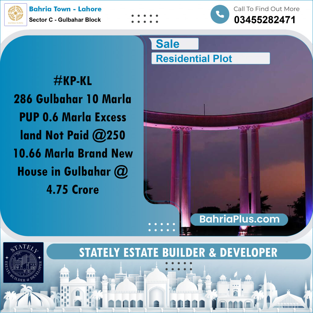 Residential Plot for Sale in Sector C - Gulbahar Block -  Bahria Town, Lahore - (BP-273231)