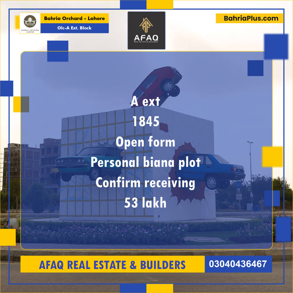 5 Marla Residential Plot for Sale in OLC-A Ext. Block -  Bahria Orchard, Lahore - (BP-273257)