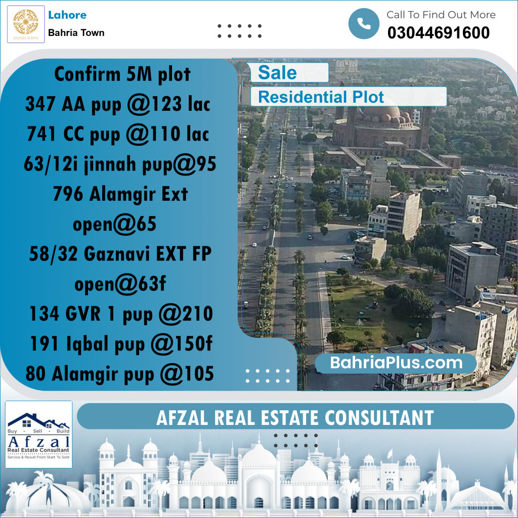 Residential Plot for Sale in Bahria Town, Lahore - (BP-273273)