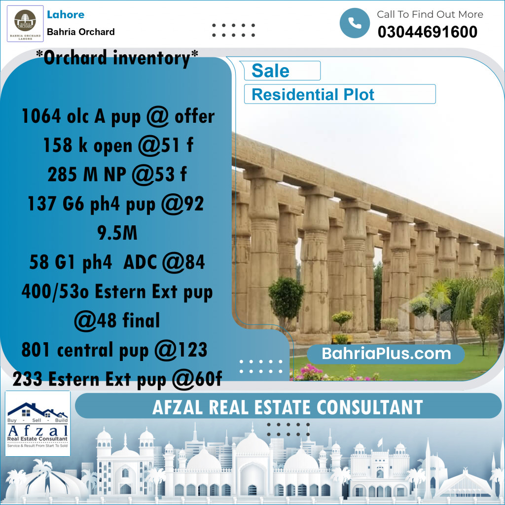 Residential Plot for Sale in Bahria Orchard, Lahore - (BP-273275)