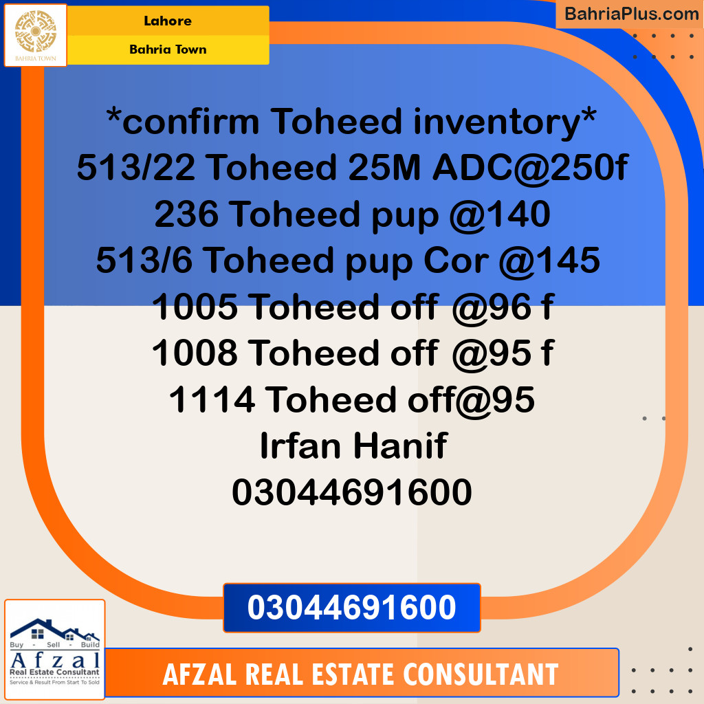 Residential Plot for Sale in Bahria Town, Lahore - (BP-273278)