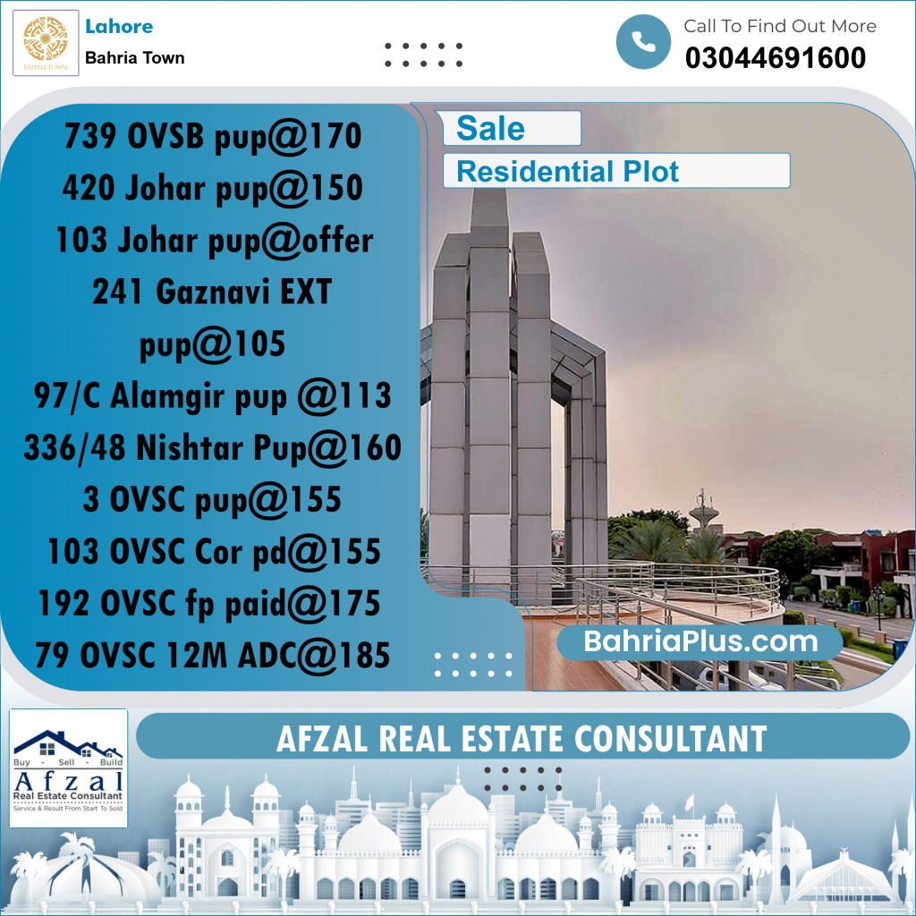Residential Plot for Sale in Bahria Town, Lahore - (BP-273280)