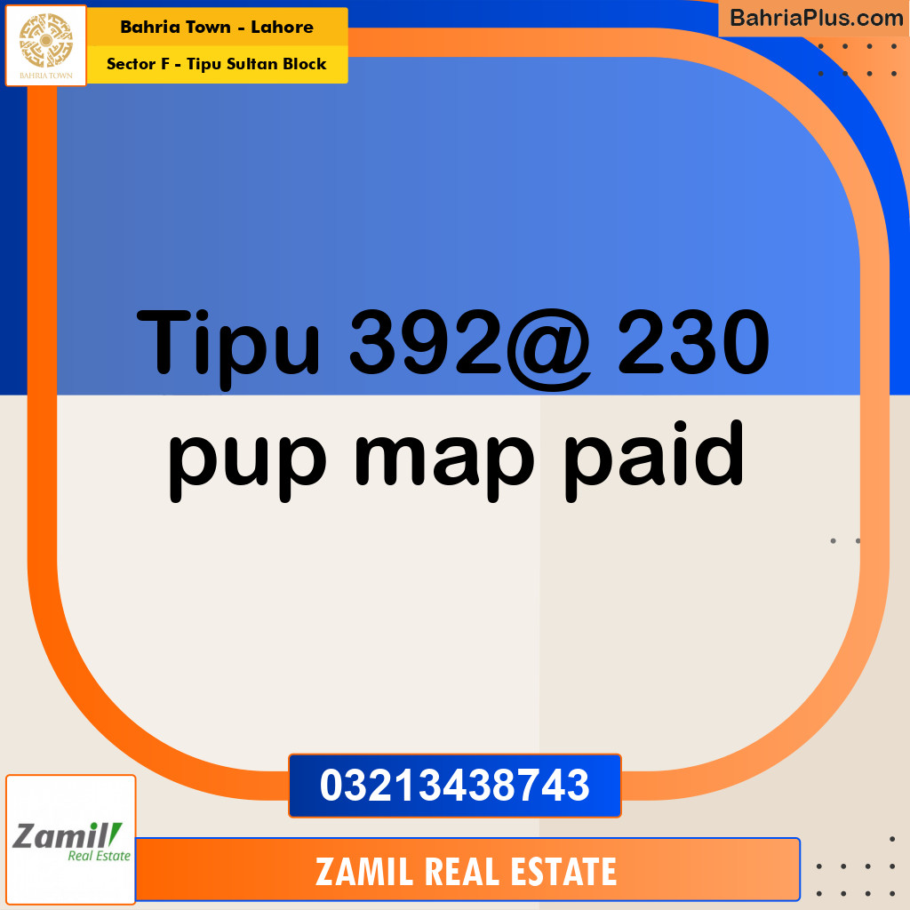 1 Kanal Residential Plot for Sale in Sector F - Tipu Sultan Block -  Bahria Town, Lahore - (BP-273285)