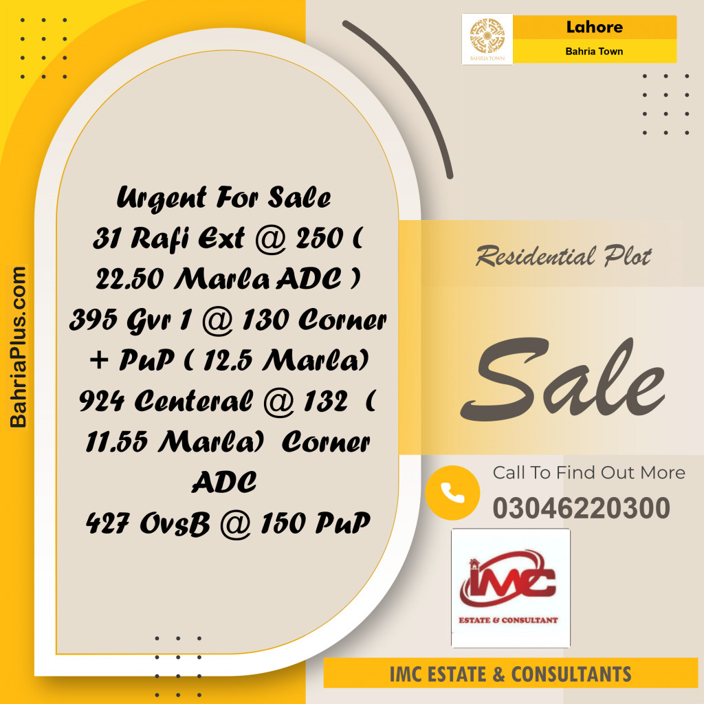 Residential Plot for Sale in Bahria Town, Lahore - (BP-273305)