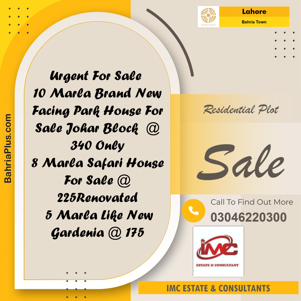 Residential Plot for Sale in Bahria Town, Lahore - (BP-273312)