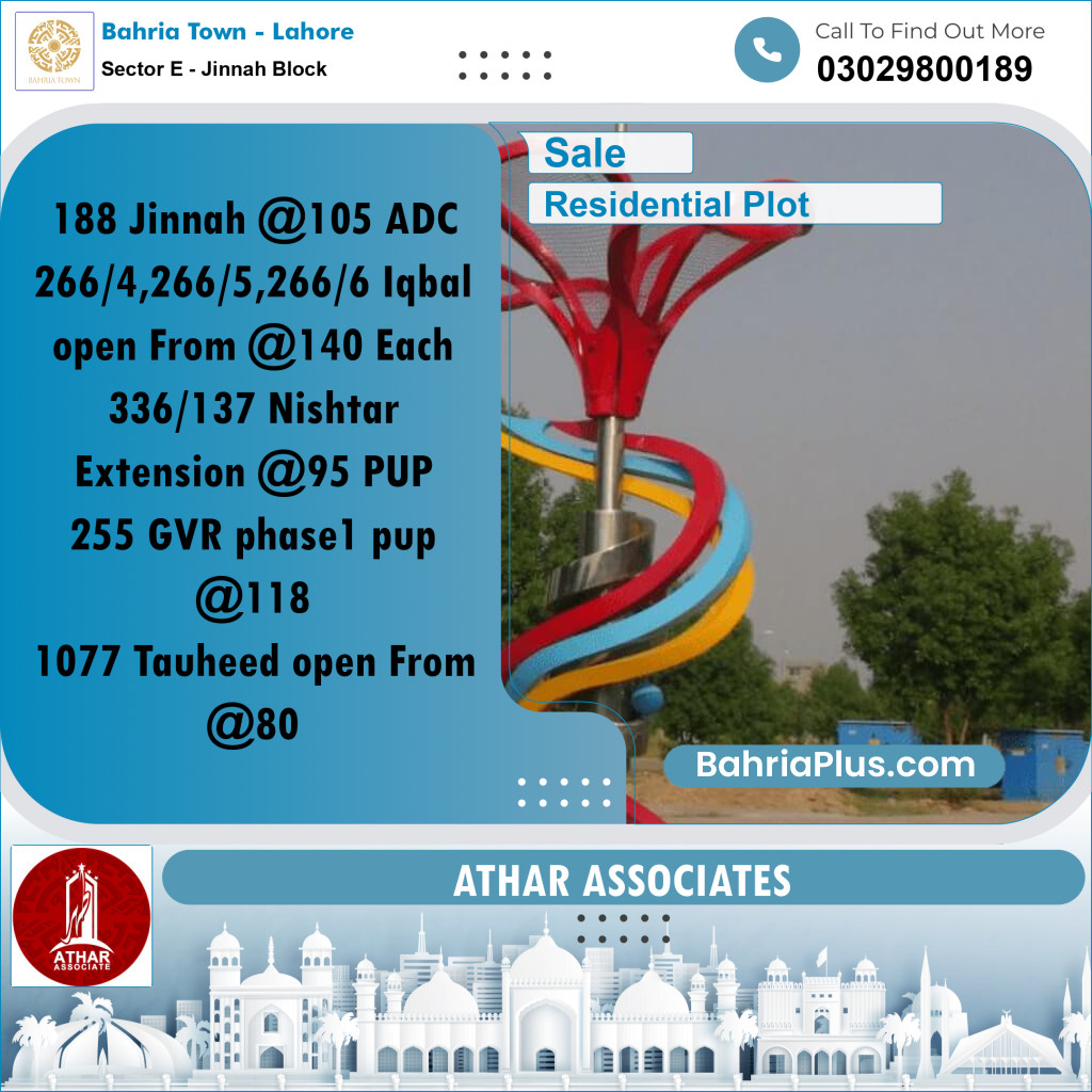 5 Marla Residential Plot for Sale in Sector E - Jinnah Block -  Bahria Town, Lahore - (BP-273332)