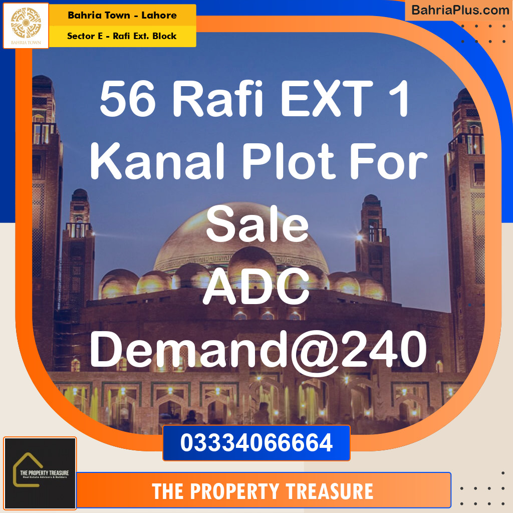 1 Kanal Residential Plot for Sale in Sector E - Rafi Ext. Block -  Bahria Town, Lahore - (BP-273340)