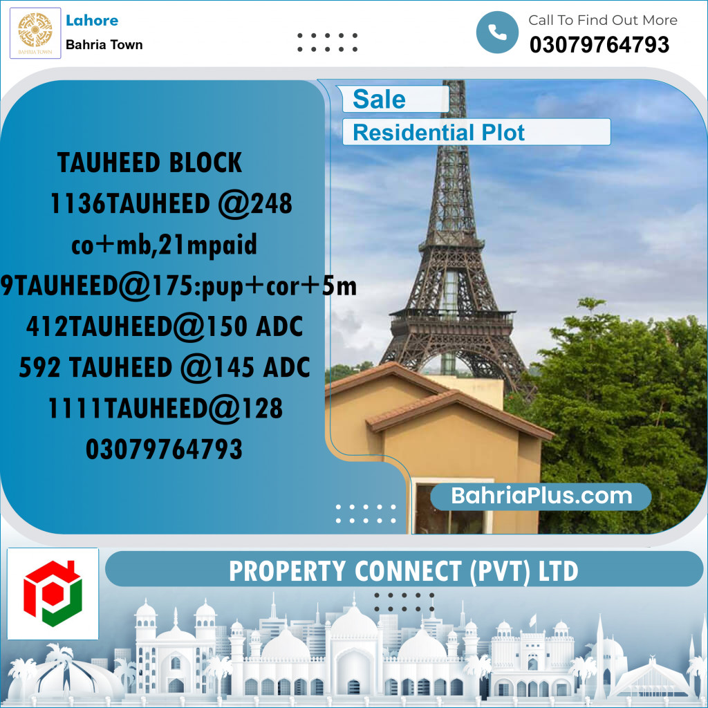 Residential Plot for Sale in Bahria Town, Lahore - (BP-273370)